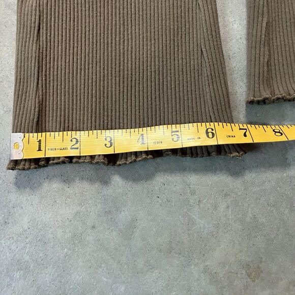 Good American Pants Womens‎ 2 Tan Ribbed Flared Leg Pants Knit Pull On - Picture 6 of 11